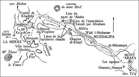 Site de la Mekke et trajet du Pèlerinage majeur